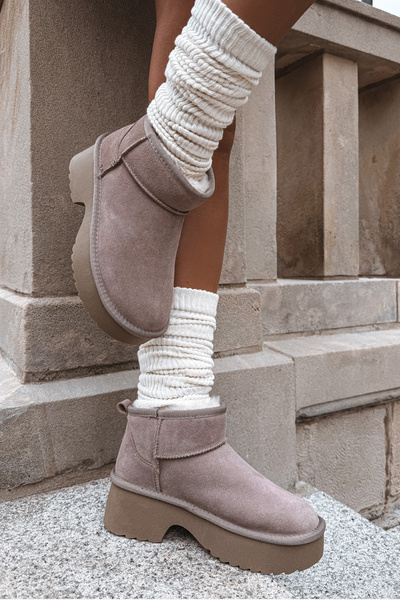 Жіночі зимові черевики з натурального замші з хутряною підкладкою Khaki Milora