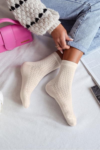 Жіночі Ажурні Шкарпетки Екру