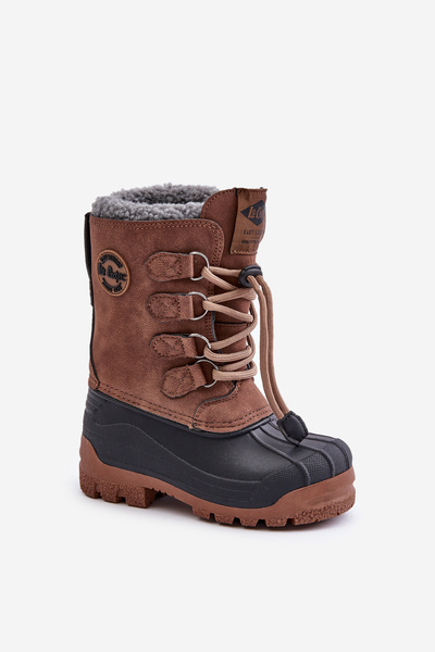 Високі теплі дитячі зимові черевики на шнурку коричневі Lee Cooper LCJ-24-44-2842K