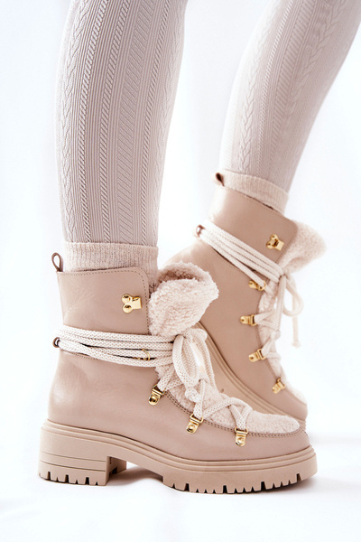Шкіряні черевики Trapper Tied Lewski Light Beige 3116