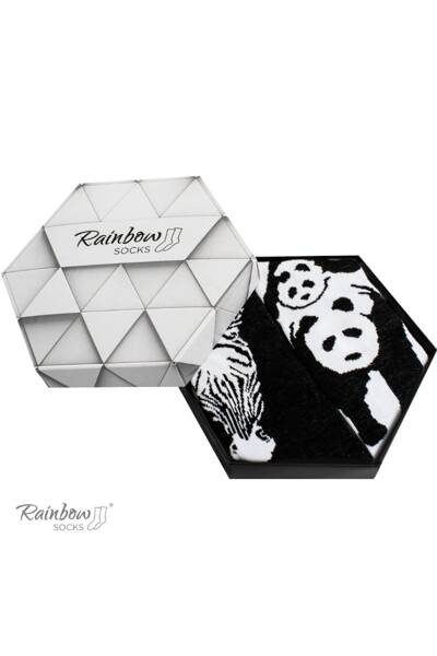 Веселкові шкарпетки з мотивами тварин зебра панда чорно-білі 2 пари