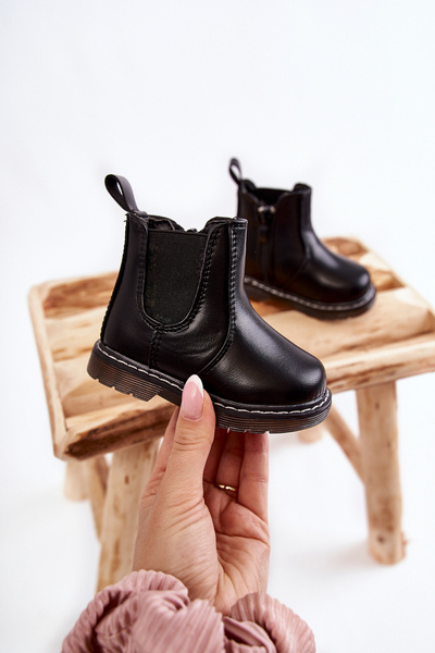 Дитячі шкіряні теплі черевики Black Porky