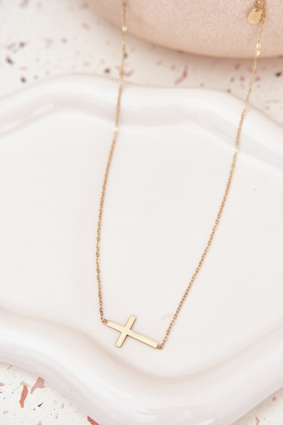 Кольє З Хрестиком Медична Сталь Золото