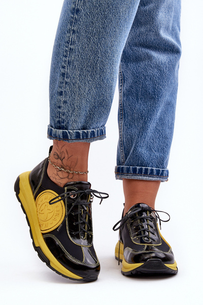 Жіноче шкіряне спортивне взуття Maciejka 06295-01 чорно-жовтий