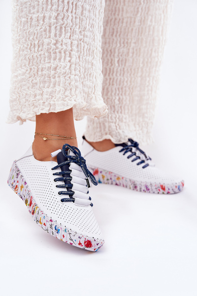 Шкіряні Черевики На Візерунковій Платформі Artiker 52C1713 Біло-Морський