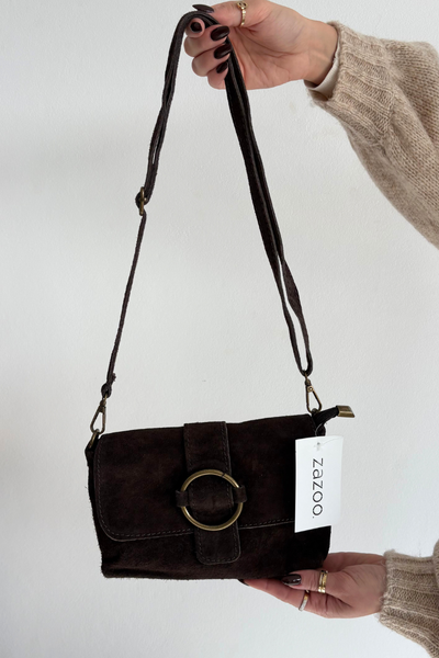 Шкіряна Замшева Мала Сумка Шоколадна Jessel