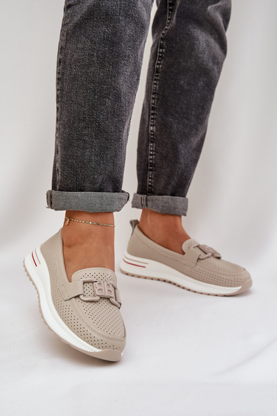 Жіночі Шкіряні Мокасини на Платформі S.Barski LR51-556 Бежеві