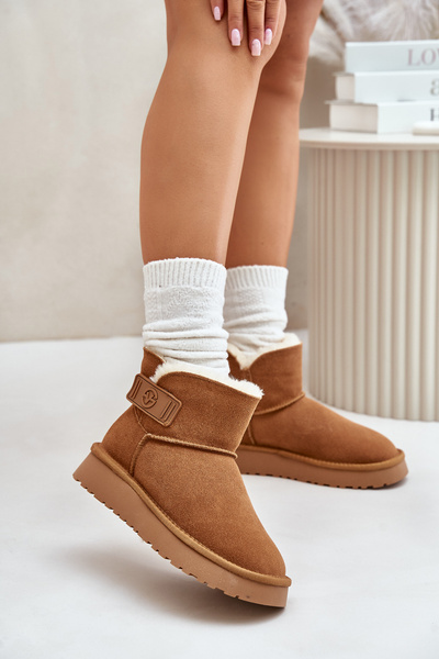 Шкіряні замшеві зимові черевики з хутром Vinceza 97951 Camel