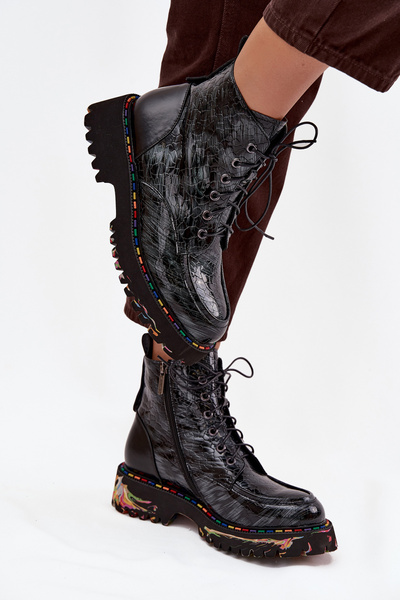 Шкіряні Лаковані Жіночі Черевики Artiker 57C0065 Сірі