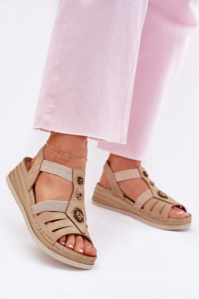 Жіночі Сандалі На Каблуку З Декораціями Бежеві Inblu RV000015