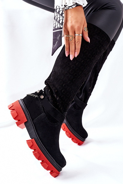 Жіночі високі чорні черевики Lewski Black Suede 2866