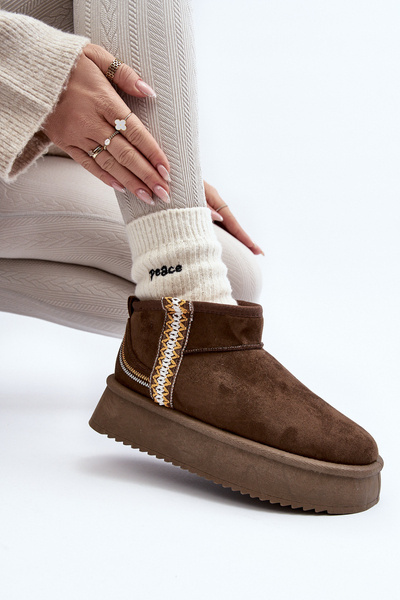 Снігові черевики на платформі з темно-зеленим візерунком Udra