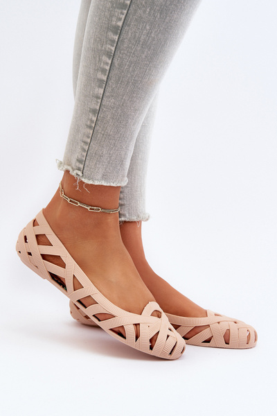 Жіночі гумові балетки голого кольору