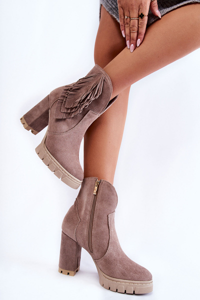 Замшеві черевики на платформі Lewski Shoes 3251 Cappucino