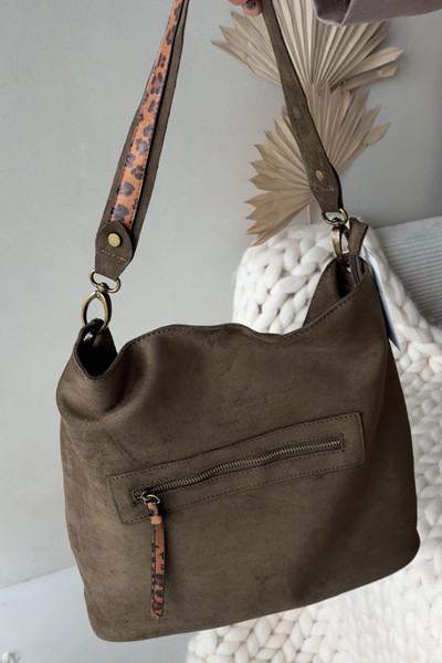 Сумка з еко замшу темнозелена Deliane