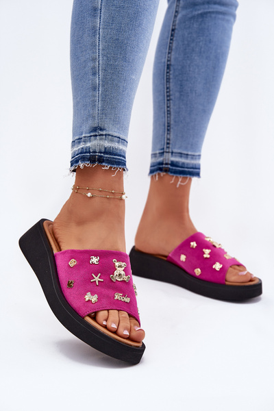 Замшеві Сандалі Для Жінок З Прищіпками Фуксія Vinceza 66741