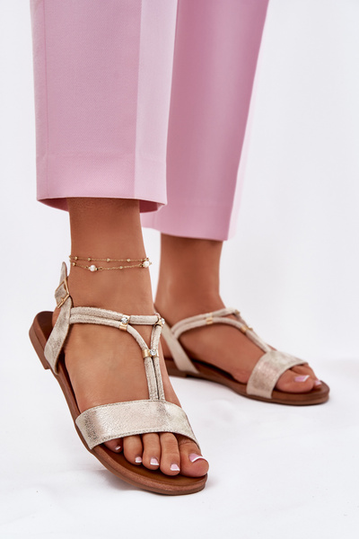 Жіночі Плоскі Сандалі З Ремінцями S.Barski KV51-120 Золоті