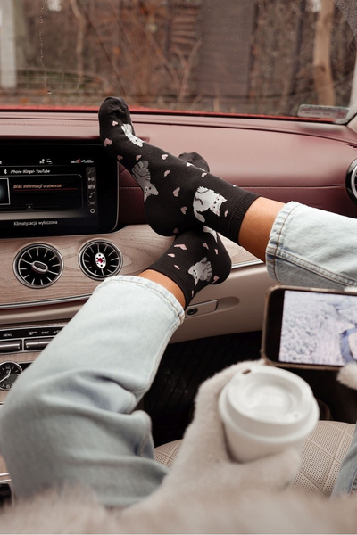 Жіночі носки Коти і Серця Чорні