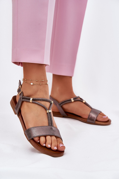 Жіночі Плоскі Сандалі З Ремінцями S.Barski KV51-120 Графітові