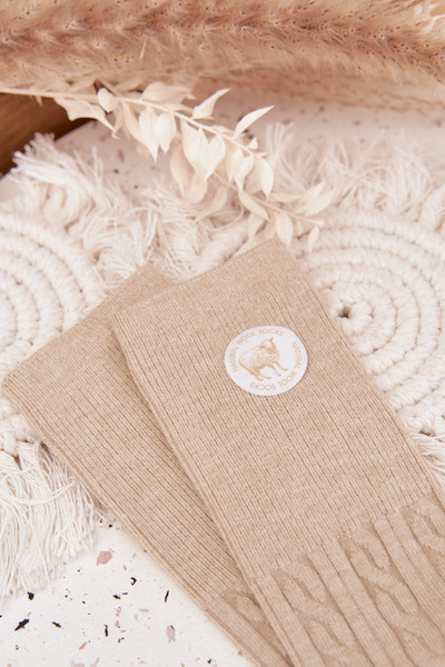 Довгі вовняні жіночі шкарпетки бежеві