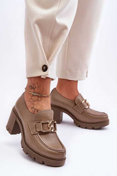 Елегантні туфлі на підборах з декором Harmell темно-бежевого кольору