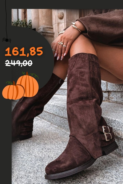 Жіночі чоботи з пряжками шоколадні Umbria
